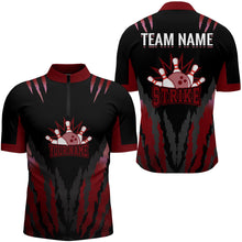 Load image into Gallery viewer, Strike Bowling Jersey For Men Personalized Bowling Shirt Team Bowling Quarter-Zip Shirt BDT286