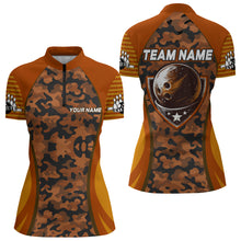 Load image into Gallery viewer, Camo Bowling Jersey For Women Bowling Team Shirt Custom Bowling Quarter-Zip Shirt BDT327