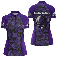 Load image into Gallery viewer, Camo Bowling Jersey For Women Bowling Team Shirt Custom Bowling Quarter-Zip Shirt BDT327
