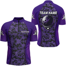 Load image into Gallery viewer, Camo Bowling Jersey For Men Bowling Team Shirt Custom Bowling Quarter-Zip Shirt BDT327