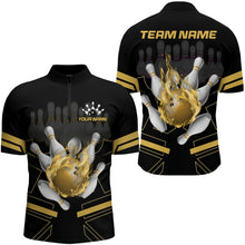 Load image into Gallery viewer, Custom Flame Bowling Jersey For Men Bowling Team Shirt League Bowling Quarter-Zip Shirt BDT303