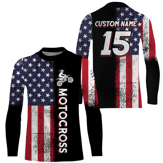 American Motocross Jersey Personalized UPF30+ Kid&Adult Dirt Bike Shirt Off-Road Motorcycle Jersey PDT746