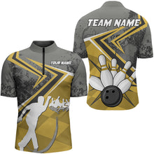 Load image into Gallery viewer, Custom Bowling Jersey For Men Bowling Quarter-Zip Shirt Team Bowling Short Sleeve BDT270
