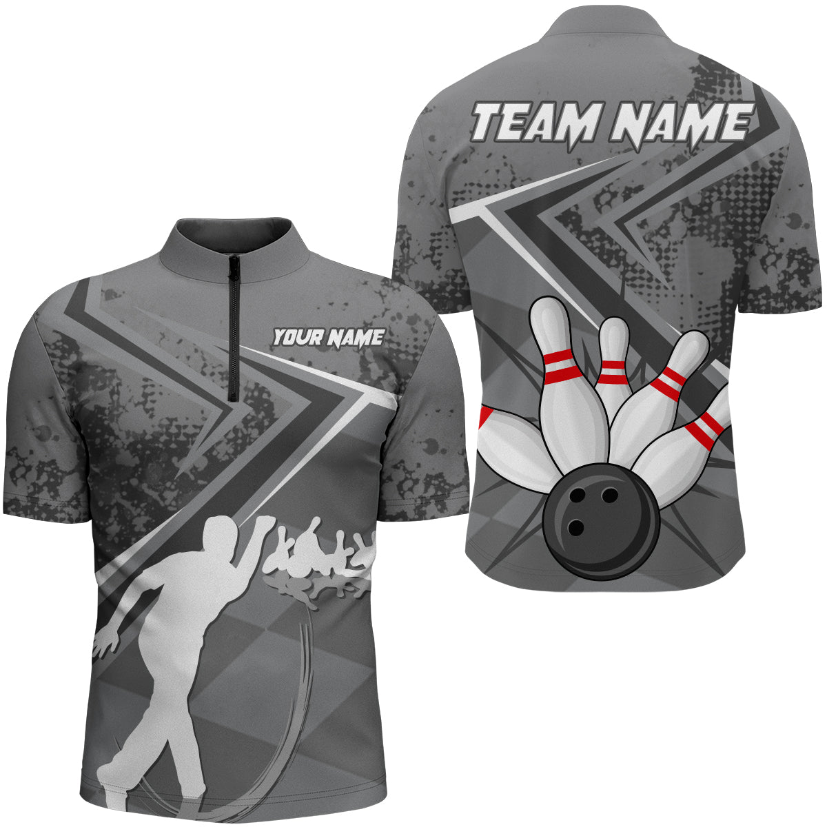 Custom Bowling Jersey For Men Bowling Quarter-Zip Shirt Team Bowling Short Sleeve BDT270