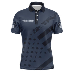 American Flag Bowling Polo Shirt Team Patriotic Bowling Jersey For Men Bowlers Short Sleeve BDT265