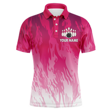 Load image into Gallery viewer, Pink Bowling Shirt For Men Couple Bowling Jersey Team Custom Bowling Polo Shirt BDT341
