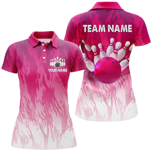 Pink Bowling Shirt For Women Couple Bowling Jersey Team Custom Bowling Polo Shirt BDT341