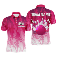 Load image into Gallery viewer, Pink Bowling Shirt For Men Couple Bowling Jersey Team Custom Bowling Polo Shirt BDT341