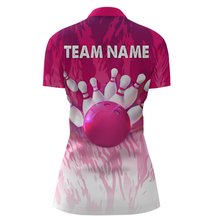Load image into Gallery viewer, Pink Bowling Shirt For Women Couple Bowling Jersey Team Custom Bowling Quarter-Zip Shirt BDT341
