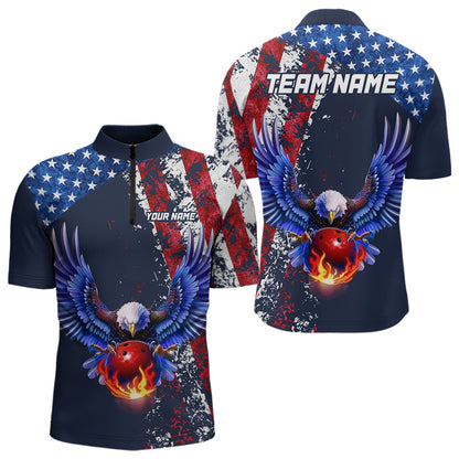 Custom US Flag Eagle Bowling Shirts American Bowling Jersey Men Women Patriotic MBL74