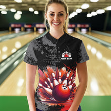 Load image into Gallery viewer, Custom Red Bowling Shirts for Men Women Team Bowling Polo and Quarter Zip for Bowler MBL75