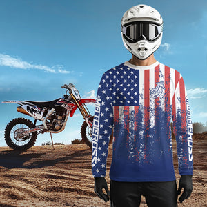 American Flag Motocross Jersey Custom Patriotic Dirt Bike Shirt for Kid Men Women XM332