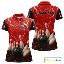 Load image into Gallery viewer, Red Thunder Lightning &amp; Lava Bowling Shirt for Men Women Team Bowling Jersey MBL92