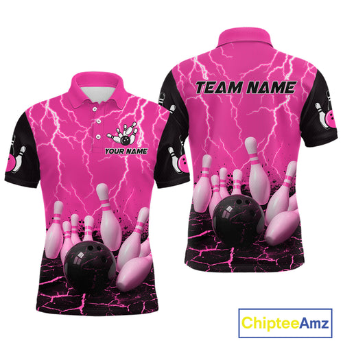 Pink Thunder Lightning & Lava Bowling Shirt for Men Women Team Bowling Jersey MBL92
