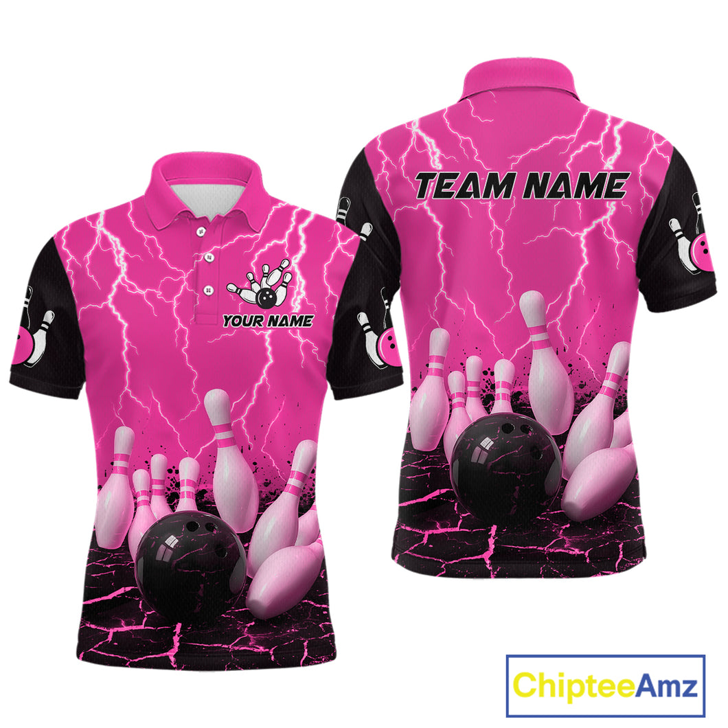 Pink Thunder Lightning & Lava Bowling Shirt for Men Women Team Bowling Jersey MBL92