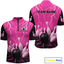 Load image into Gallery viewer, Pink Thunder Lightning &amp; Lava Bowling Shirt for Men Women Team Bowling Jersey MBL92