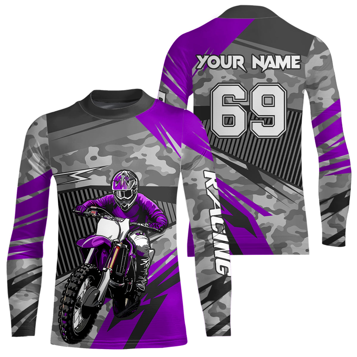 Motocross Racing Jersey Purple Upf30+ Dirt Bike Off-Road Shirt Motorcycle Kid Men Women XM282