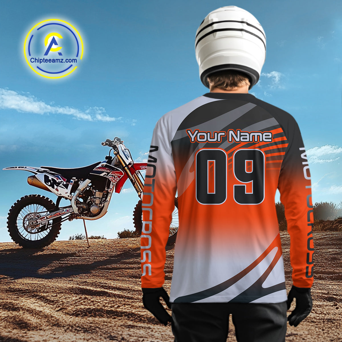 Dinosaur ATV Motocross Racing Jersey ATV Riding Shirt Orange Quad Jersey for Adult Kid MX126