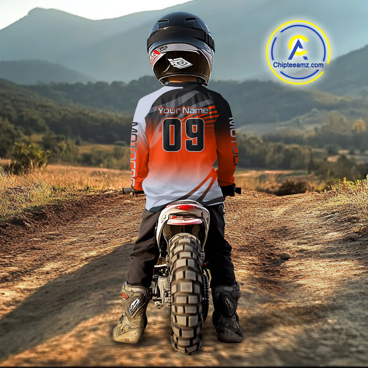 Dinosaur ATV Motocross Racing Jersey ATV Riding Shirt Orange Quad Jersey for Adult Kid MX126