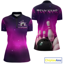Load image into Gallery viewer, Purple Galaxy Bowling Shirts for Men Women Custom Team Bowling Jersey for Bowlers MBL125