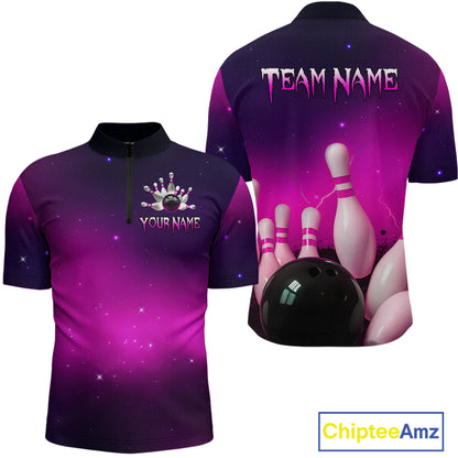 Purple Galaxy Bowling Shirts for Men Women Custom Team Bowling Jersey for Bowlers MBL125