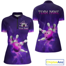 Load image into Gallery viewer, Purple Smoke Bowling Shirts for Women Men Team Custom Bowling Jerseys MBL126