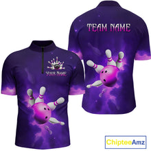 Load image into Gallery viewer, Purple Smoke Bowling Shirts for Women Men Team Custom Bowling Jerseys MBL126