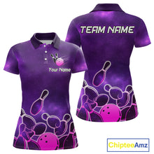Load image into Gallery viewer, Purple Neon Bowling Shirts for Women Men Custom Team Bowling Polo &amp; Quarter Zip MBL127