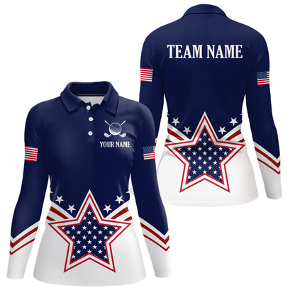 Custom Patriotic Golf Polo Shirt White and Blue Golf Shirts for Men Women Team MMG35