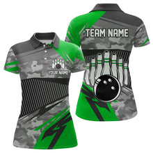 Load image into Gallery viewer, Green Camo Bowling Shirts for Women Men Custom Team Bowling Polo &amp; 1/4 Zip Shirt MBL61