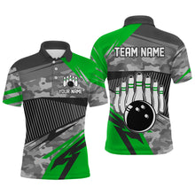 Load image into Gallery viewer, Green Camo Bowling Shirts for Women Men Custom Team Bowling Polo &amp; 1/4 Zip Shirt MBL61
