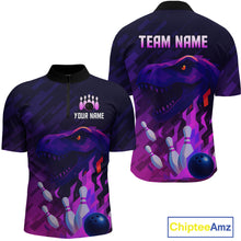 Load image into Gallery viewer, Dinosaur Purple Bowling Shirts for Men Women Custom Team Bowling Jerseys for Bowlers MBL133