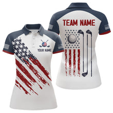 Load image into Gallery viewer, Custom Patriotic Golf Polo Shirt White Golf Shirts for Men Women Team Name MMG45