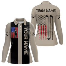 Load image into Gallery viewer, Custom Patriotic Golf Polo Shirt for Men Women Team Golf Shirts Brown and Black MMG47