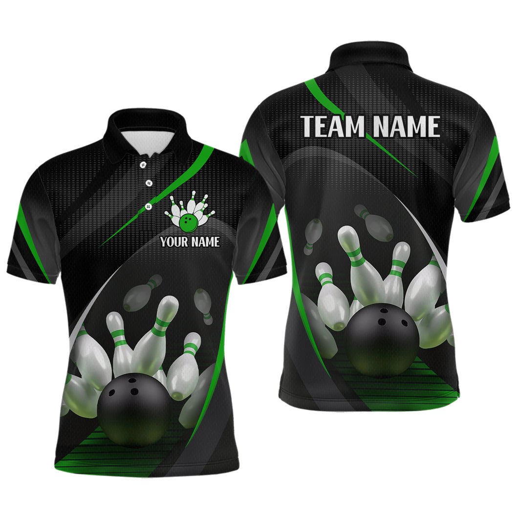 Green Bowling Shirts for Men Women Team Custom Bowling Polo & Quarter Zip Shirt MBL71