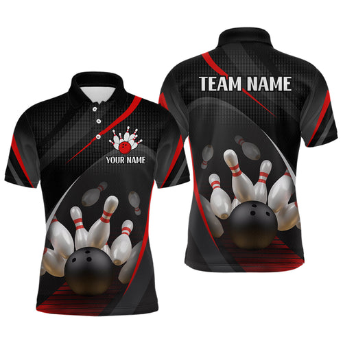 Red Bowling Shirts for Men Women Team Custom Bowling Polo & Quarter Zip Shirt MBL71