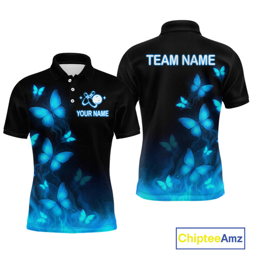 Blue Butterflies Bowling Shirts Women Men Team Custom Bowling Jerseys for Bowlers MBL138