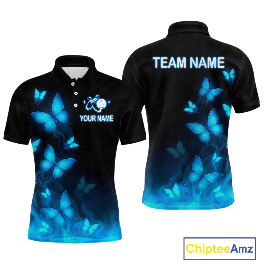 Blue Butterflies Bowling Shirts Women Men Team Custom Bowling Jerseys for Bowlers MBL138