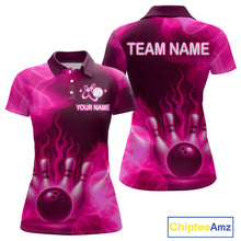 Load image into Gallery viewer, Pink Flaming Bowling Shirts for Women Men Custom Team Bowling Polo &amp; Quarter Zip MBL140