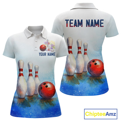 Watercolor Blue Bowling Shirts for Men Women Team Bowling Jersey for Bowlers MBL142