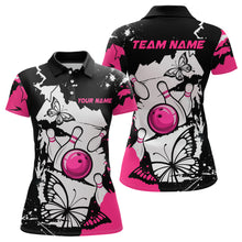 Load image into Gallery viewer, Custom Pink Butterflies Bowling Shirt for Men Women Team Bowling Polo&amp;Quater Zip MBL76