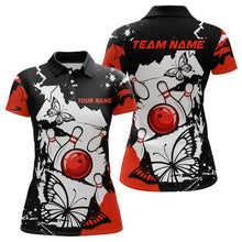 Load image into Gallery viewer, Custom Red Butterflies Bowling Shirt for Men Women Team Bowling Polo&amp;Quater Zip MBL76