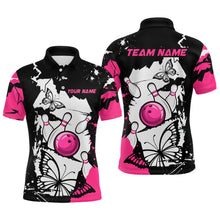 Load image into Gallery viewer, Custom Pink Butterflies Bowling Shirt for Men Women Team Bowling Polo&amp;Quater Zip MBL76