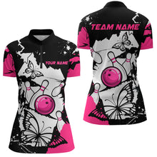 Load image into Gallery viewer, Custom Pink Butterflies Bowling Shirt for Men Women Team Bowling Polo&amp;Quater Zip MBL76