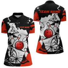 Load image into Gallery viewer, Custom Red Butterflies Bowling Shirt for Men Women Team Bowling Polo&amp;Quater Zip MBL76