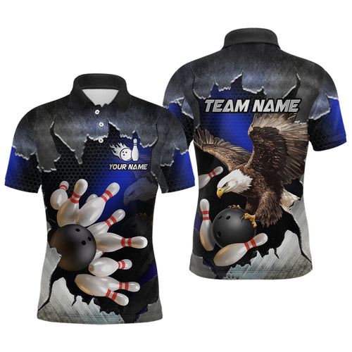 Custom Eagle Blue Bowling Shirt for Men Women Team Eagle Bowling Jersey Shirts MBL77