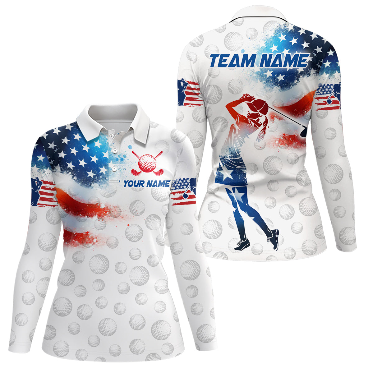 Custom Golf Polo Shirt American Golf Shirts for Men Women US Golf Patriotic Polo Shirt MMG05