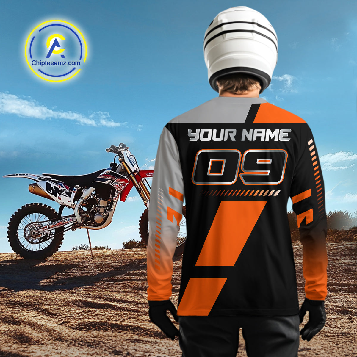 Orange Motocross Racing Jersey Custom Dirt Bike Shirt for Kid Women Men Off Road XM371