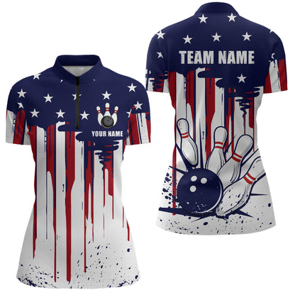 Patriotic Bowling Shirt for Men Women Custom Bowling Polo Shirt & Quarter-Zip Shirts MBL01