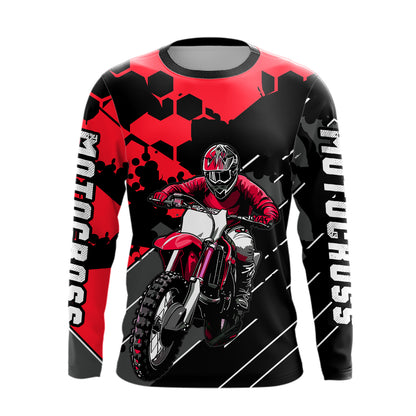 Motocross Racing Jersey Red Upf30+ Motorcycle Dirt Bike Jersey Off-Road Shirt Men Kid Women XM298